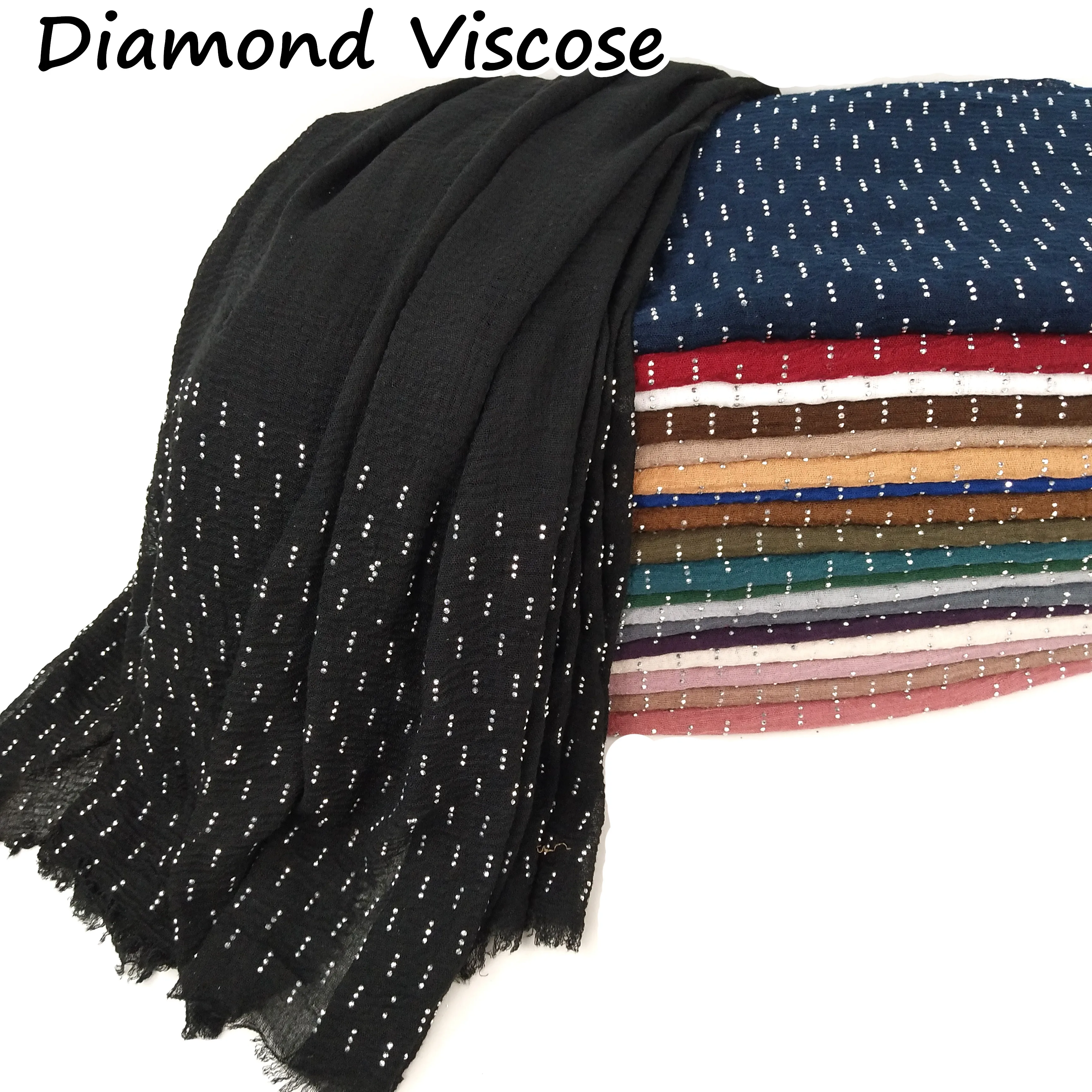 Алмазная морщинистая шаль из хлопка и вискозы длинная шарф для женщин хиджаба