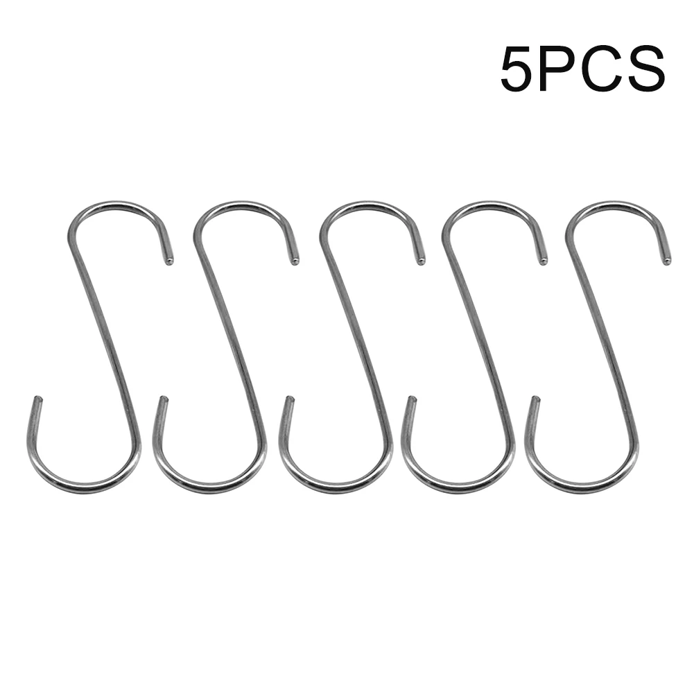 

5pcs/pack Garden Hotel Kitchen Bird Feeder Hanger Load Bearing Home Bathroom Work Shop Heavy Duty Strong Stainless Steel S Hook