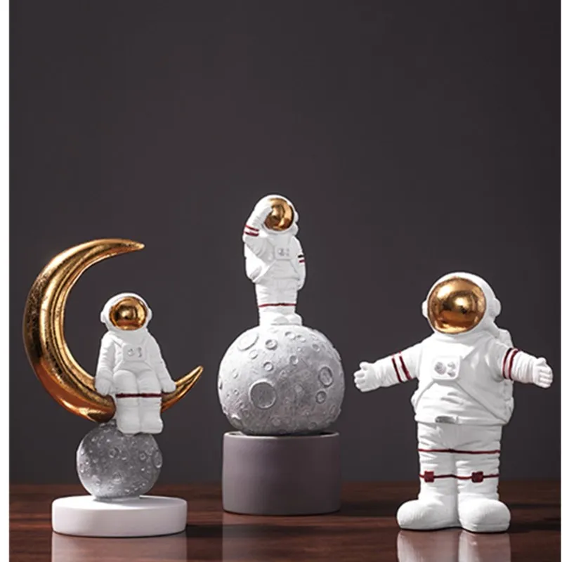 

SPACE MAN ASTRONAUT MODEL SCULPTURE CREATIVE COSMONAUT STATUE FASHION NORTHERN EUROPE HOME DECORATIONS RESIN CRAFTWORK L2700