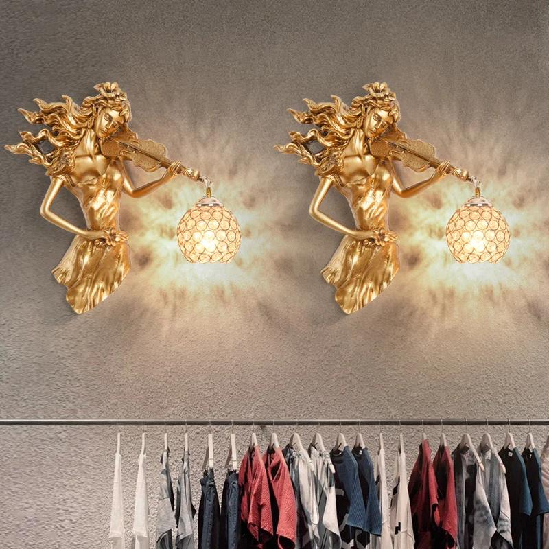 

Nordic LED Wall Lamp for Home Decoration Sofa Living Room Background Wall Light American Retro Creative Resin Indoor Lighting