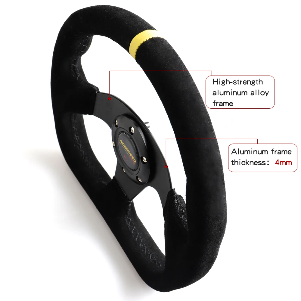 Плоское Рулевое колесо для гоночного дрифта 330 мм 13 дюймов черное замшевое