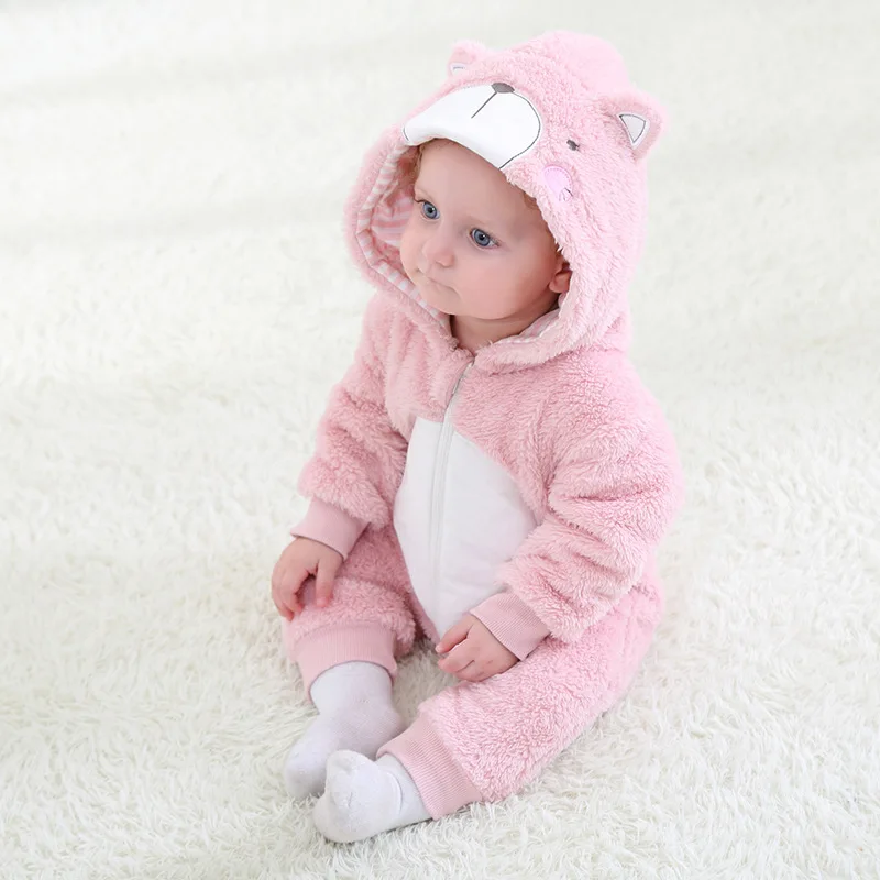 Pink Bear Милые детские комбинезоны; Одежда для мальчиков и девочек; костюм для новорожденных; комбинезон для младенцев; зимняя Пижама с обезьянкой; ropa bebe recem nascido - Цвет: Pink Bear