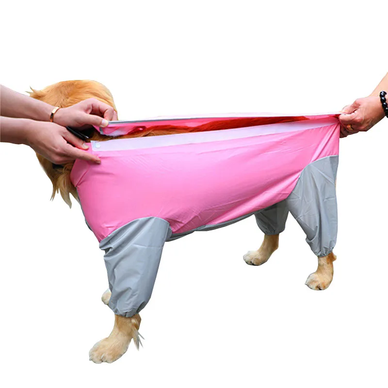 VOW Pet Small Large Dog Raincoat Waterproof Clothes For Jumpsuit Rain Coat Hooded Overalls Cloak Labrador Golden Retriever 2021 | Дом и сад