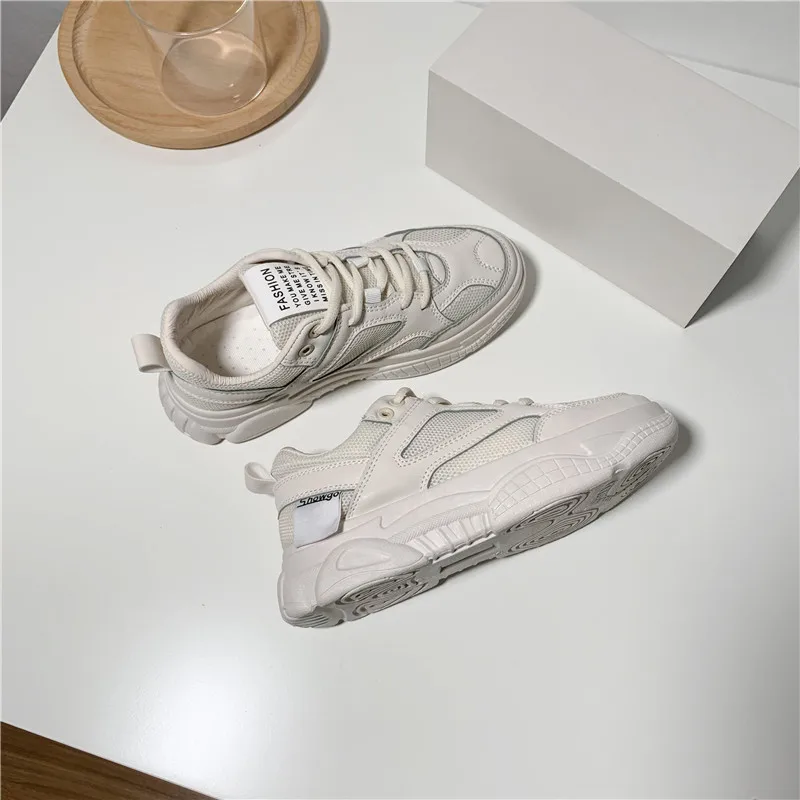 Новая летняя обувь на высокой платформе из сетчатого материала Белые туфли