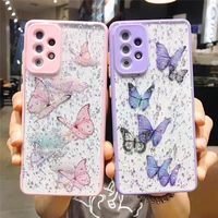 Glitter Butterfly Transparent Clear Soft Phone Case For Samsung A72 A42 A52 A71 A51 A50 A32 A31 A12 S20FE S21 Ultra Girl Cute