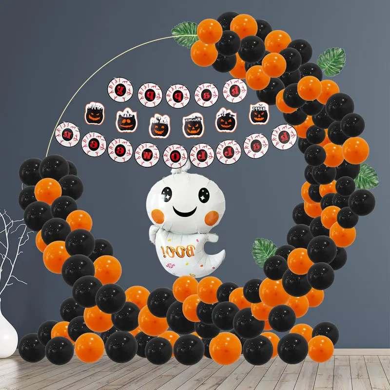 

Вечерние ные шары из латексной алюминиевой фольги черного и оранжевого цветов