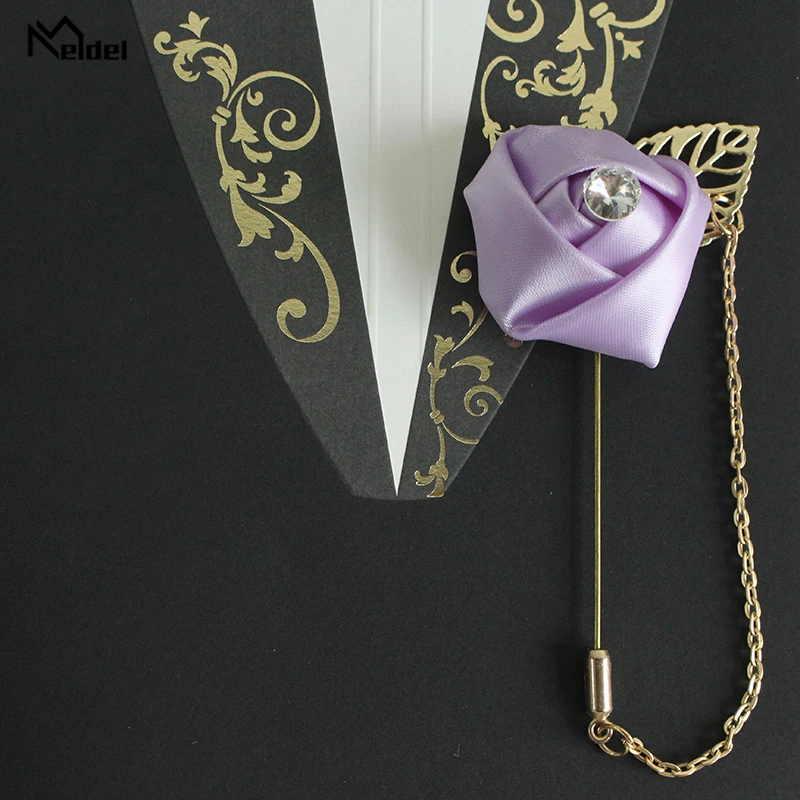 Light-purple Meldel Искусственный цветок розы свадебная бутоньерка для жениха корсаж Бутоньерка брошь корсажи Свадебный планировщик свадебные аксессуары - Цвет: Light-purple