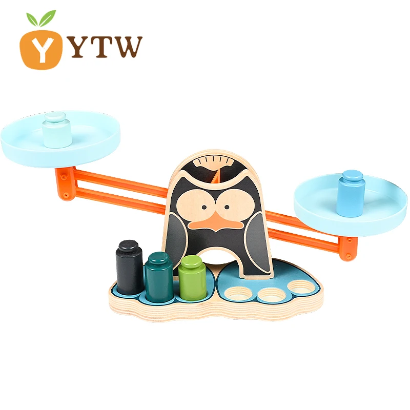 

Children Montessori Math Toys Wooden Set Penguin Maths Balance Scale Board Games Educational Learning Toys Animal Teaching Aids