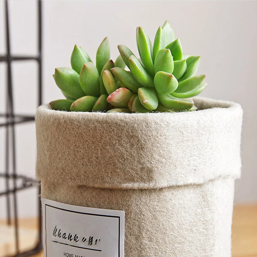 Gray/ Khaki Plant Grow Bag Home Decorations Desktop Flower Basket Fleshy Felt Pot Thicken Garden Pot Garden Supplies