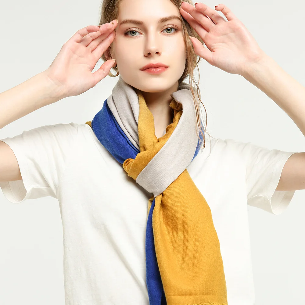 

Новинка 2021, осенне-зимний шарф 90*180 см, женская теплая кашемировая накидка, шарф с разрезом, модная шаль для путешествий и фотографий