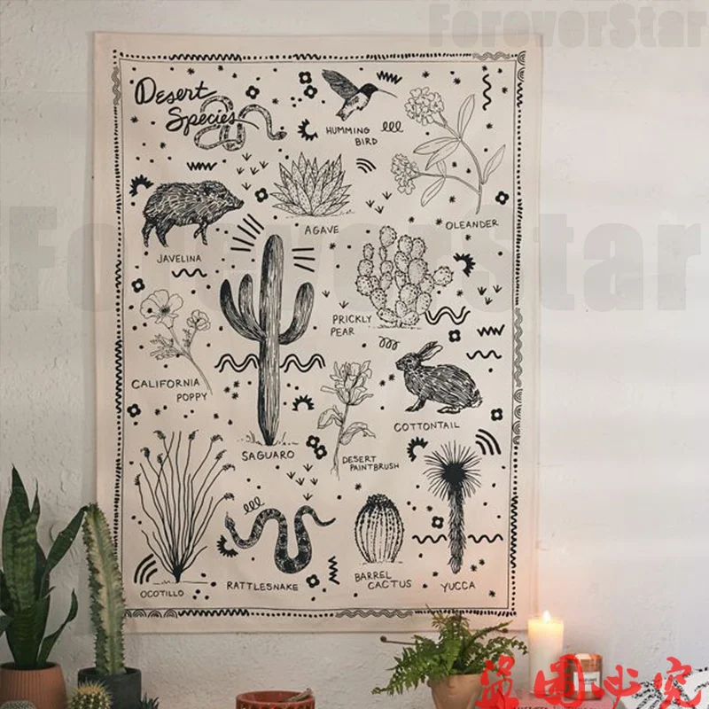 

Desert Species Reference Chart Tapestry Wall Hanging Botanical Floral Tapestry Chart Diagram Illustration Wall Decoration decor