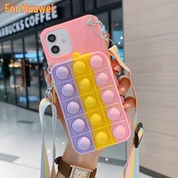relive stress bubble lanyard rope phone case for huawei p40 p30 pro p40 lite mate 40 30 pro nova 8 7 pro coin bags wallet cover