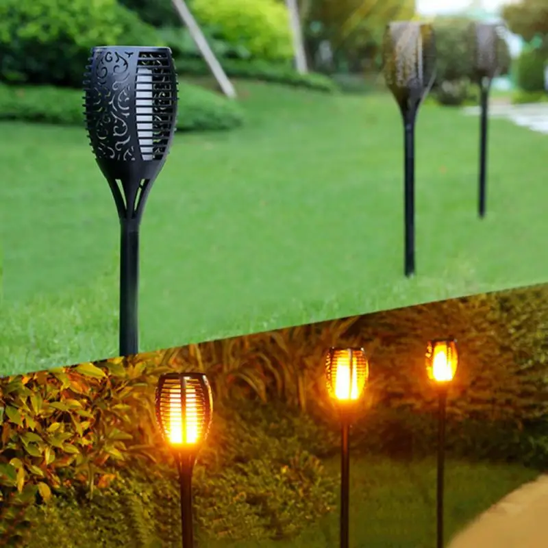 

96LED фонари на солнечной батарее, мерцающее пламя, наружное ландшафтное украшение на солнечной батарее, освещение для дорожек, фонари для сад...