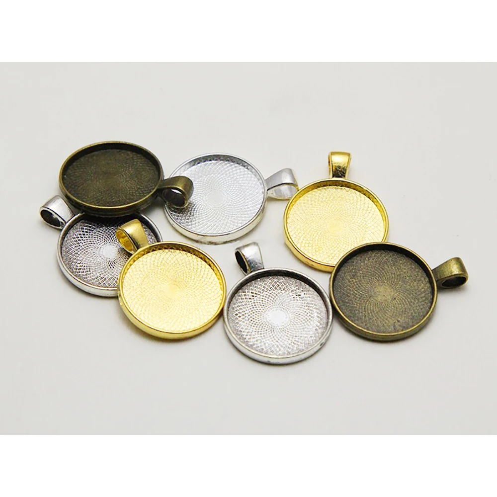 

10pcs 20mm Round Pendant Tray Setting Cabochon Blank Base 4 Colors Fit 20mm Round Shape Cabochons DIY Jewelry Making Accessories