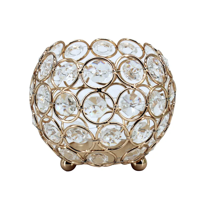 Горящая Золотая кристальная чаша подсвечники для свадьбы кафе украшения стола