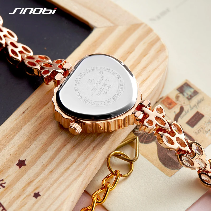 Новинка модные роскошные женские наручные часы SINOBI со стразами из нержавеющей