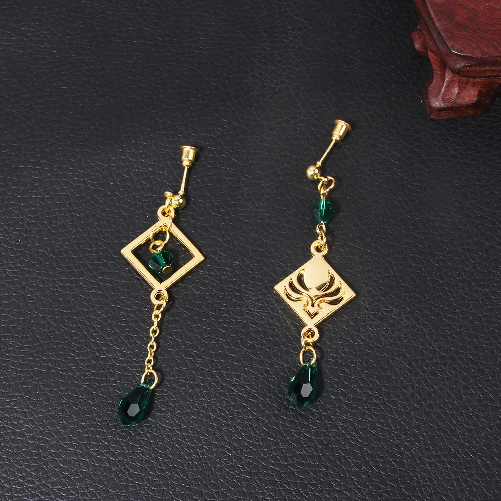 

Серьги Genshin Impact Barbatos Venti, серьги для косплея, ветровой элемент, металлические подвесные серьги неправильной формы, клипсы для ушей, бижутерия...