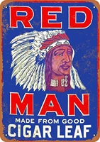 wallcolor 812 metal sign red man chewing tobacco vintage look 2