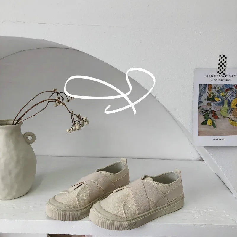 Кеды для девочек и студентов повседневные холщовые кроссовки без застежки