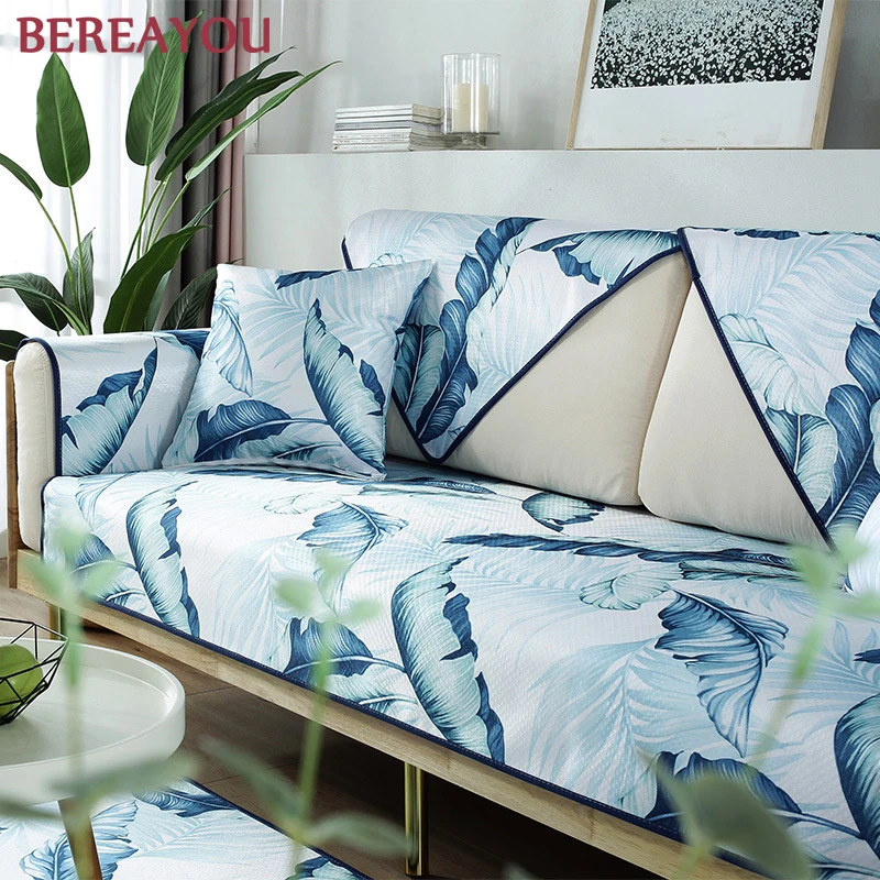 

Nordic Sofa Covers Ice Silk non-slip Cool Cushion For Living room Decor Resistant Slipcover Seat Couch Cover Sofa Towel 1 PCS
