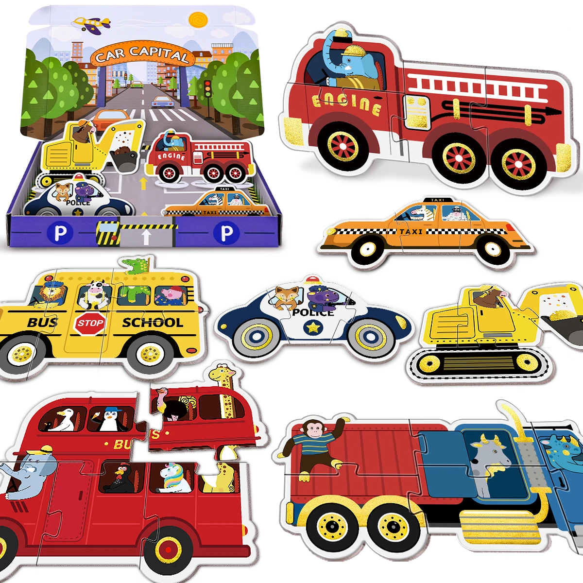

Puzzles Toys for Kids Preschool Puzzle Autism Children Cartoon Animal Traffic Jam Traffic Signs Educational Learning Toys Gift