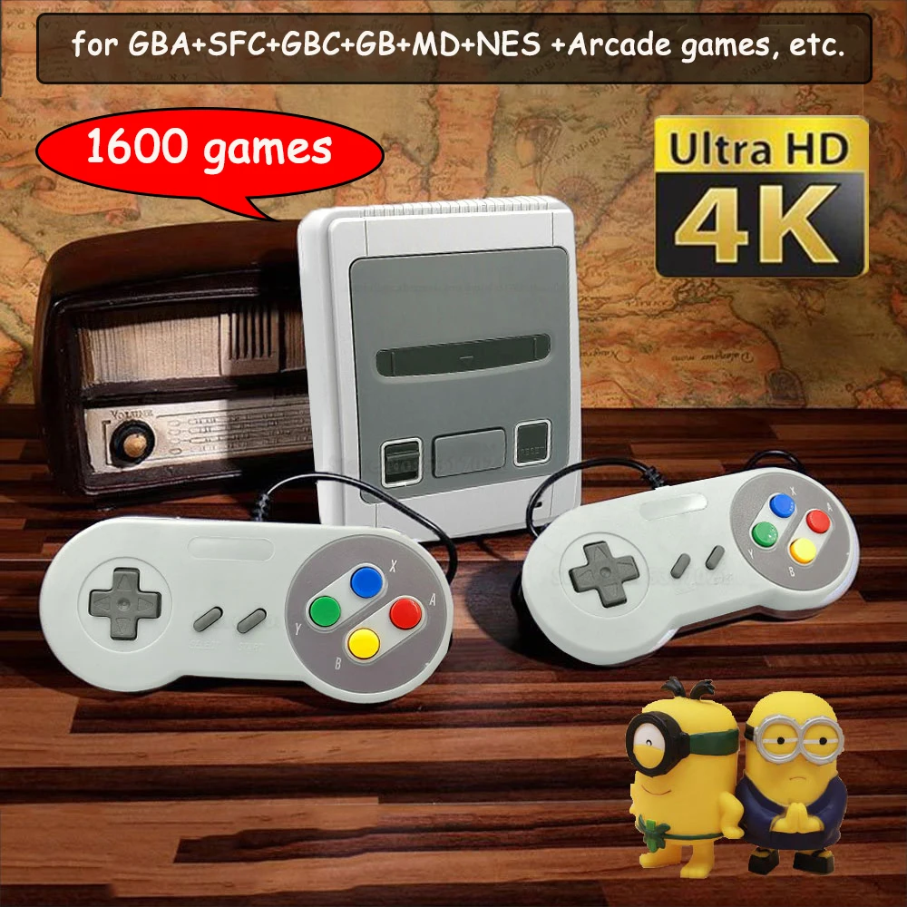 Игровая консоль Super Nintendo для Sega 4K HD out 1600 Ретро игры мини проводной геймпад