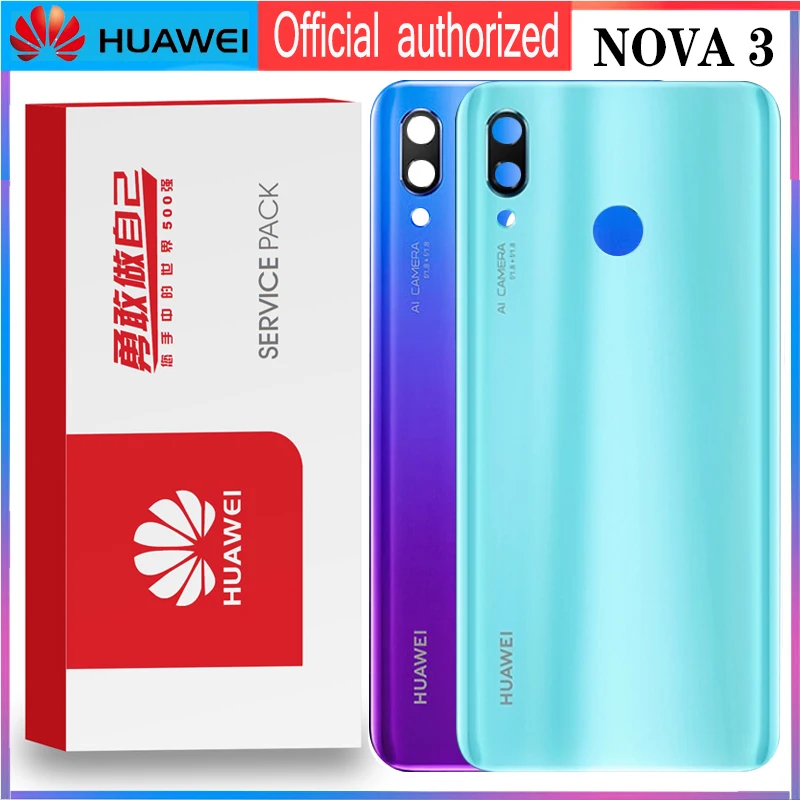 Оригинальный задний корпус Замена для HUAWEI Nova 3 задняя крышка батарея стекло с