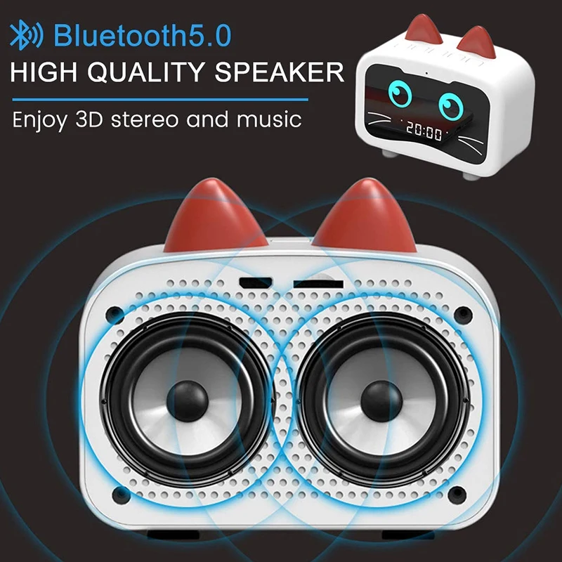 Радиоприемник с будильником Bluetooth и кошачьими ушками цифровой FM радиоприемник