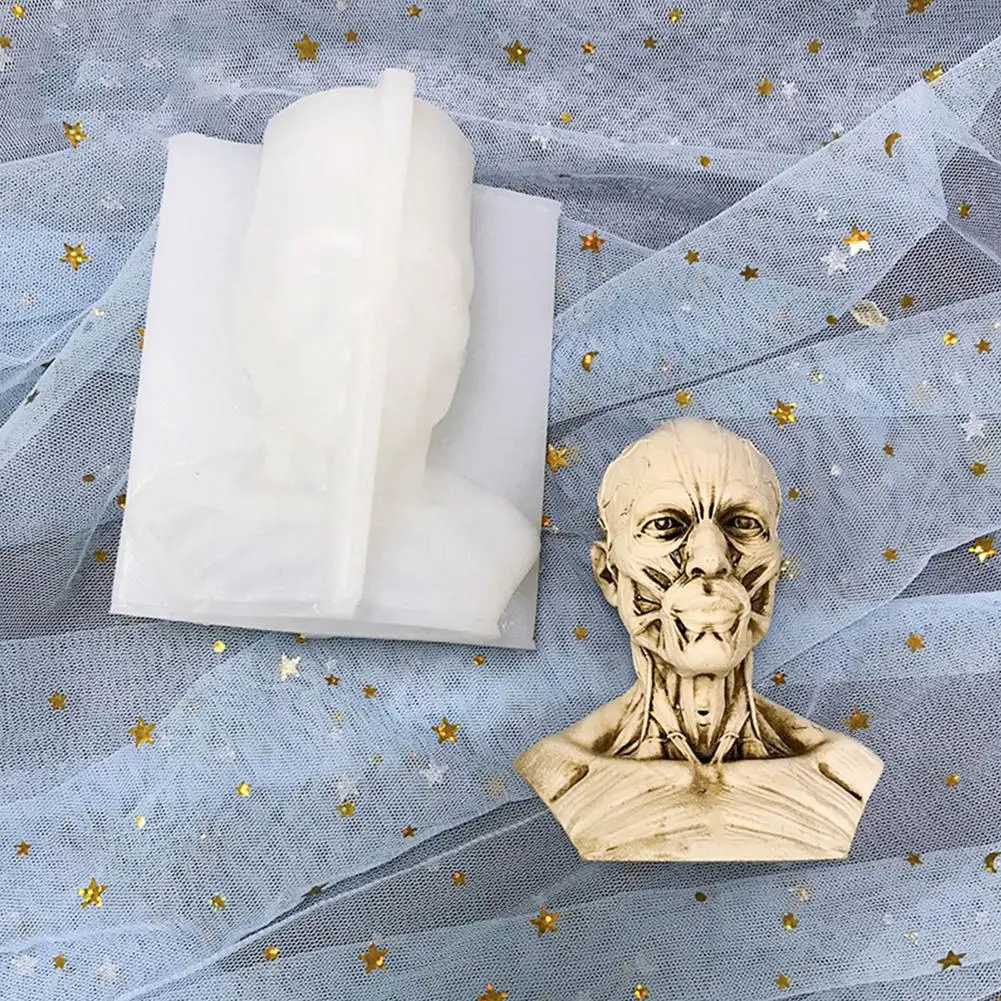 Molde de silicona con forma de calavera 3D, accesorio hecho a mano para hacer velas, manualidades de silicona de alta calidad para fiesta de Halloween-5