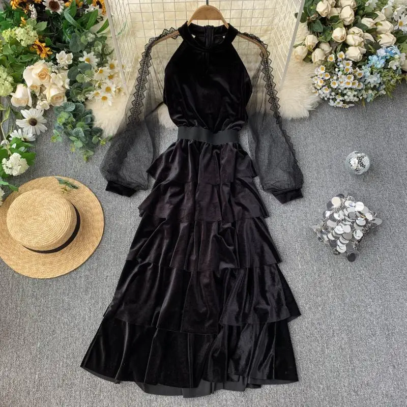 Новое Женское Платье макси с длинным рукавом Цветные Лоскутные облегающие