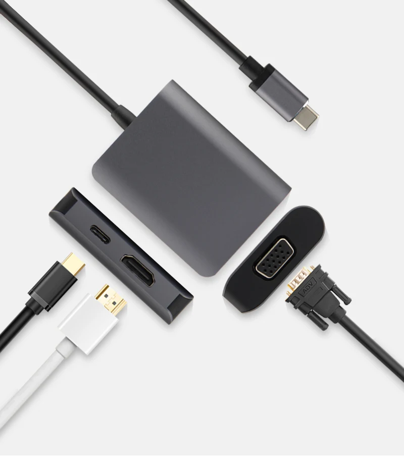 Ajiuyu USB C HDMI кабель Тип C к HDMI VGA разъем адаптера USB-C HDMI конвертер type-C Thunderbolt 3 док-станция для MacBook Pro Air Multi