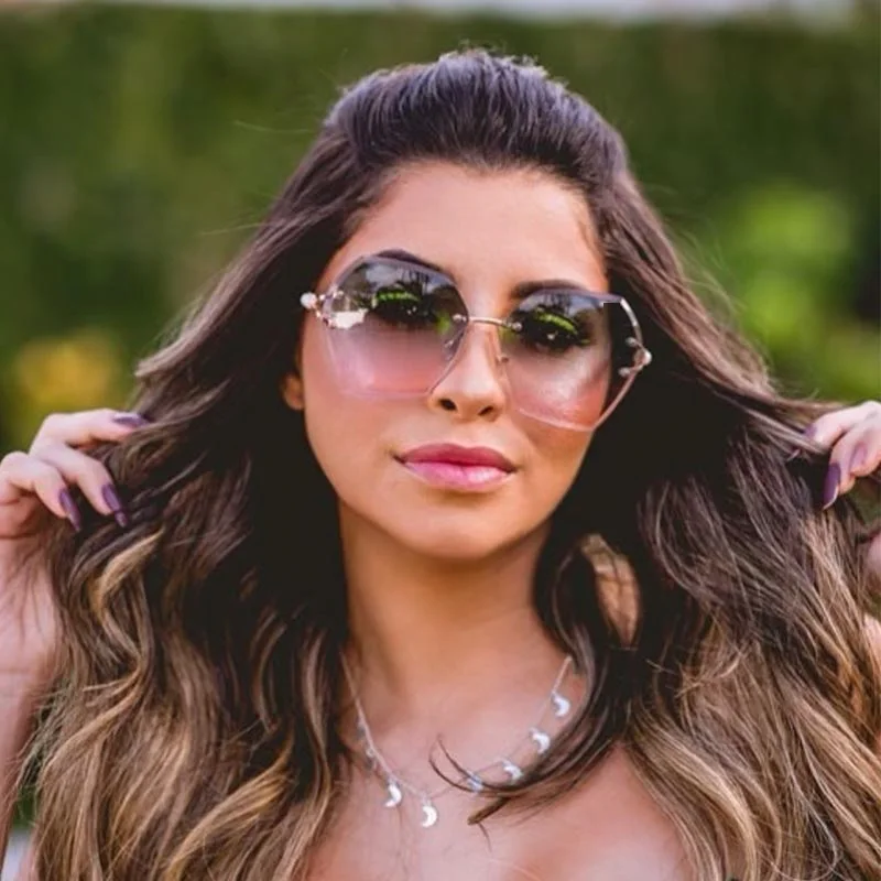 Женские многоугольные солнцезащитные очки большого размера с градиентом для