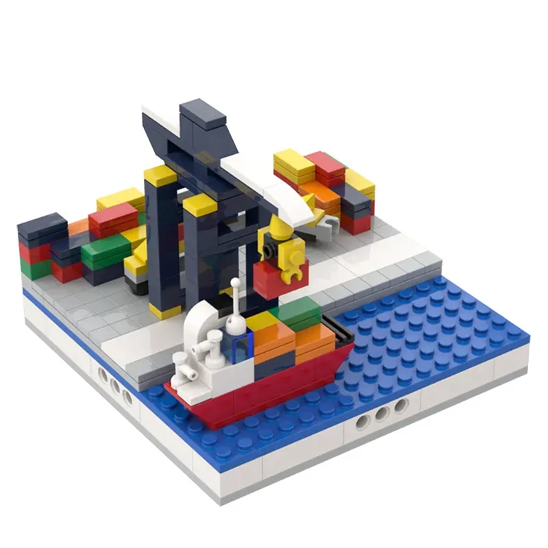 

Blocks Toys For Boys Landscapes Series Modern Buildings Modular MOC Bricks DIY Handmade Design Mini Port Ships Suspension Bridge