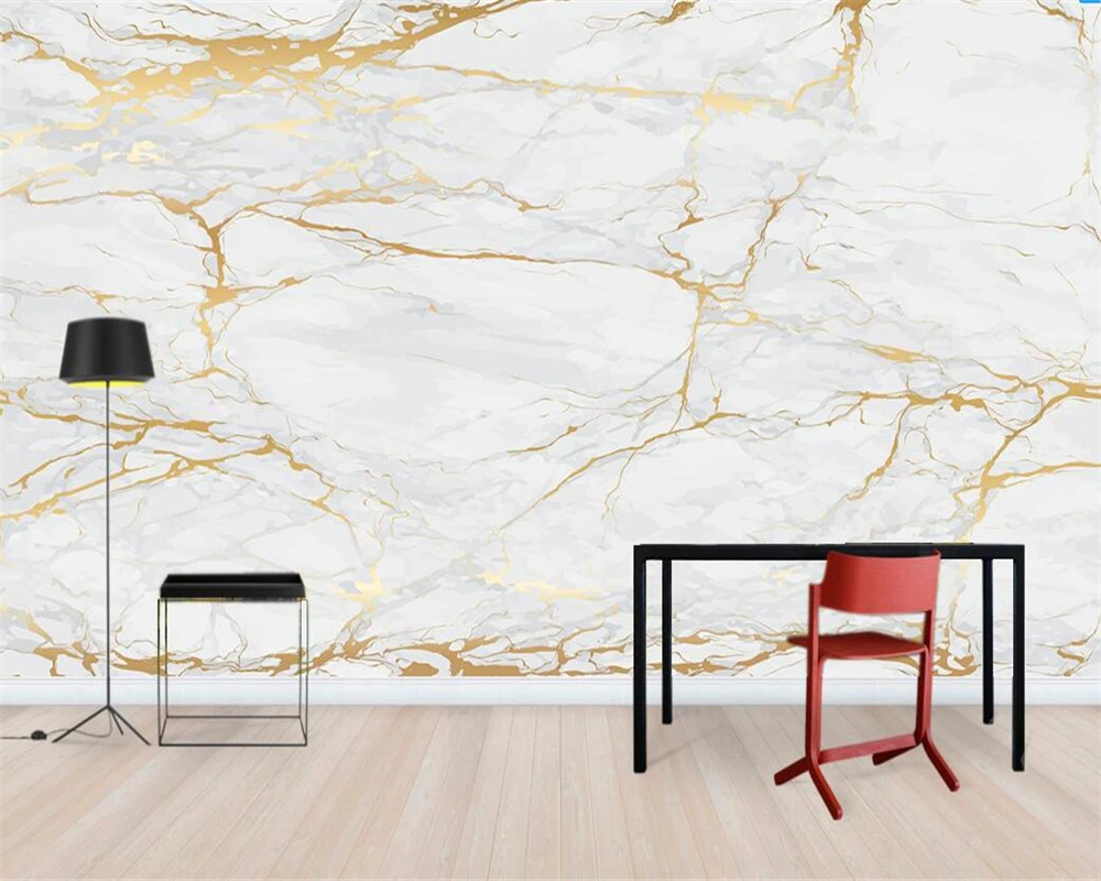 

beibehang papel de parede 3d HD Jazz White Marbling Golden Lines Background Wall Wall Cloth Home Decoration Mural Wallpaper