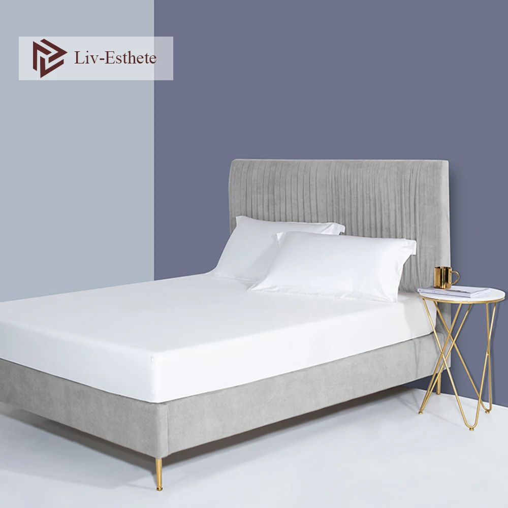 

Liv-Esthete 5 Star Standard 100% Cotton White Fitted Sheet Queen King Bed Sheet Flat Sheet With Elastic Band Mattress Cover