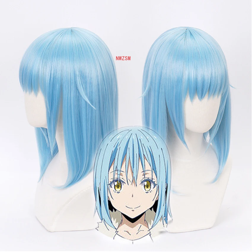 

Rimuru Tempest Cosplay Wig That Time I Got Reincarnated as a Slime Long Blue Wig Halloween Costume Party Hair Wig