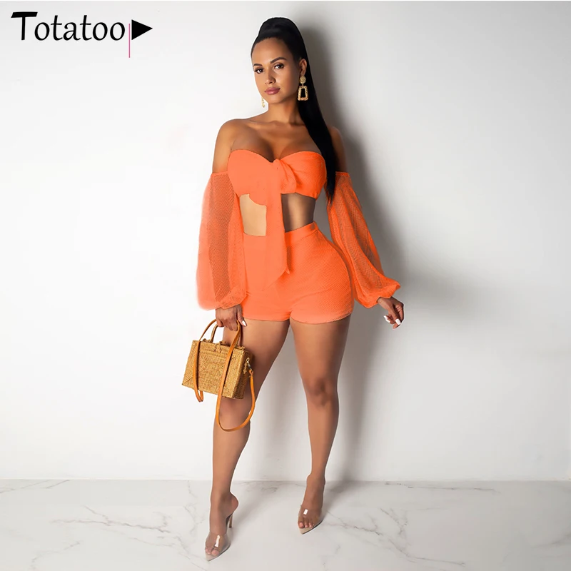 Женский сетчатый комплект из топа и шортов Totatoop белый пляжный двух предметов