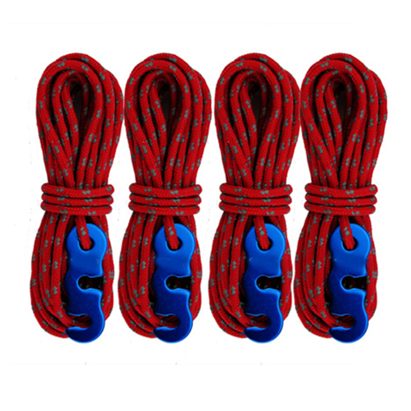 Newly 3mm Reflective Tent Cords with Rope Tensioners Adjuster Set of 4 Light Nylon Camp Cord Wind Buckle for Hiking | Спорт и
