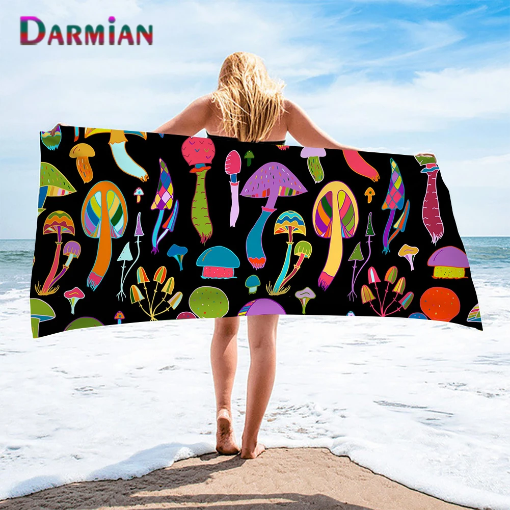 

DARMIAN Colorful Magic Mushrooms Print Soft Bath Towels Kids Large Multipurpose Quick Dry Hand/Hair Towels Summer Beach Towels