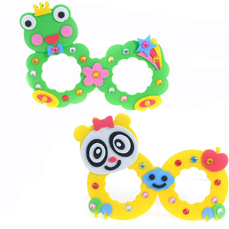 New Arts Crafts DIY Toys Cartoon Glasses Baby Crafts Kids Puzzles Educational for Children's Toys Funny Party DIY Girl/Boy Gifts