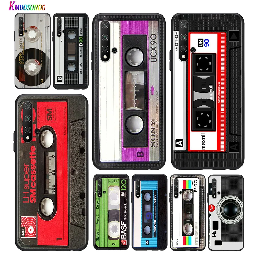 

Bright Black Cover Classical Cassette Tape for Huawei Honor 30 20S 20 10i 9S 9A 9C 9X 8X 10 9 Lite 8A 7C 7A Pro Phone Case