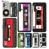 bright black cover classical cassette tape for huawei honor 30 20s 20 10i 9s 9a 9c 9x 8x 10 9 lite 8a 7c 7a pro phone case