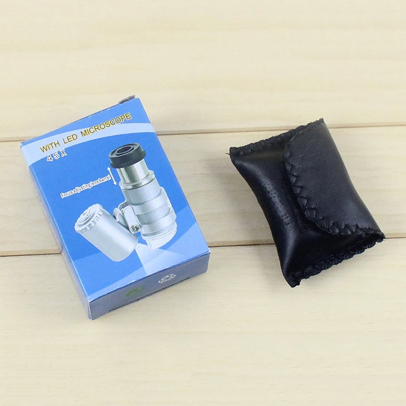 Горячая Распродажа 45X Карманный микроскоп с светодиодный лампой Ювелир Лупа