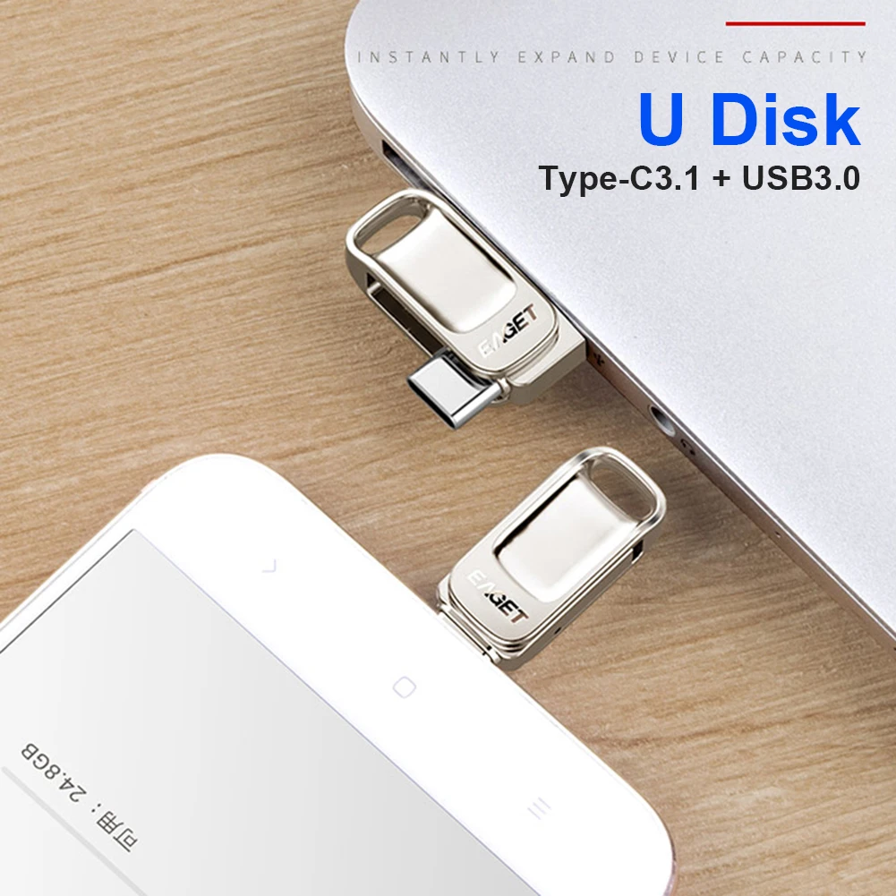 EAGET CU31 3 в 1 USB флеш-накопитель 32/64/128 ГБ портативный 3.0 Type-C OTG карта памяти для