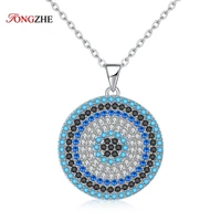 tongzhe sterling silver 925 necklaces jewelry round cz turkish evil eye necklace women necklace pendant fine jewelry kolye sale