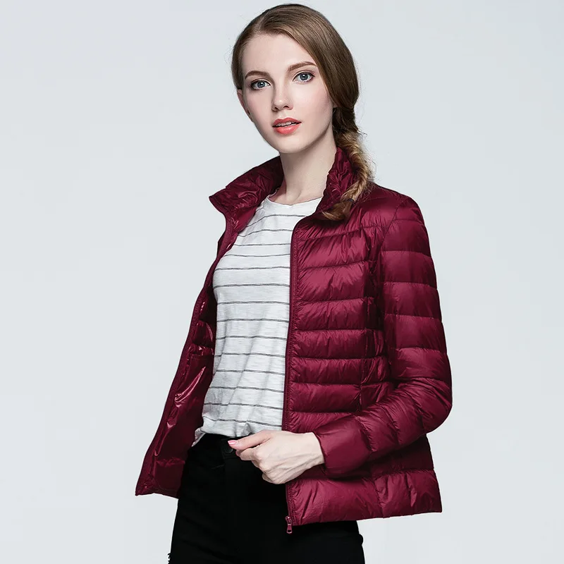 

2019 Women Light Down Jacket High-end Fashion Winter White Duck Down Jacket Casual Outerwear autumn Warm Jacket Coat Parkas