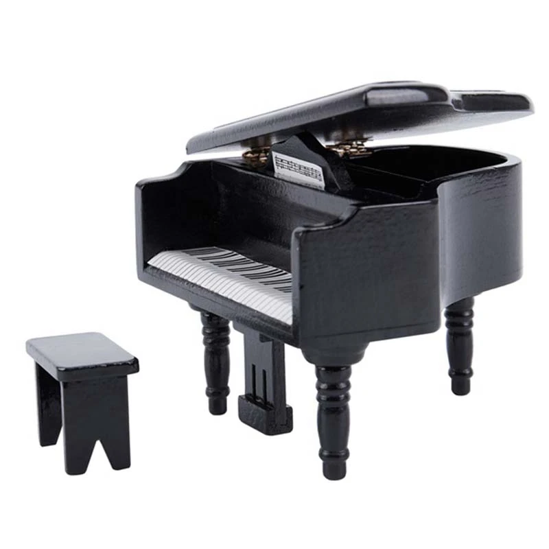 

1:12 Dollhouse Miniature Wooden Piano with Stool Musical Instrument Model for Doll House Accessories Decor