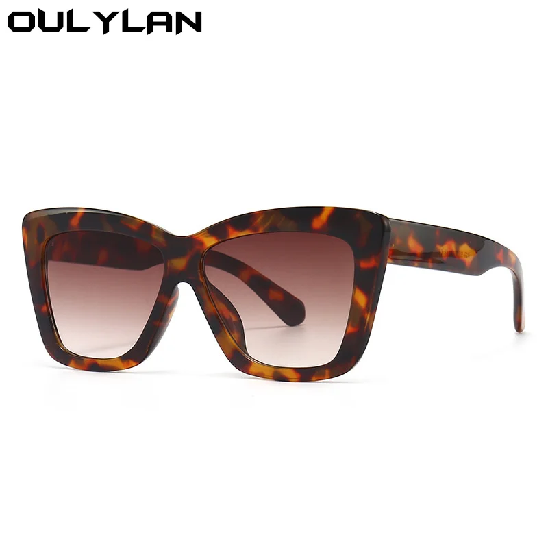 

Oulylan Oversized Cat Eye Sunglasses Women Luxury Brand Big Frame Sun Glasses Men Fashion Leopard Gradient Shades Eyewear Lady