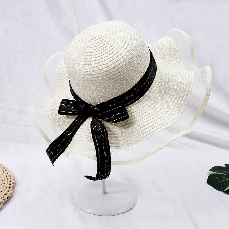 

2020 summer straw hat women big wide brim beach hat sun hat foldable sun block UV protection panama hat bone chapeu feminino