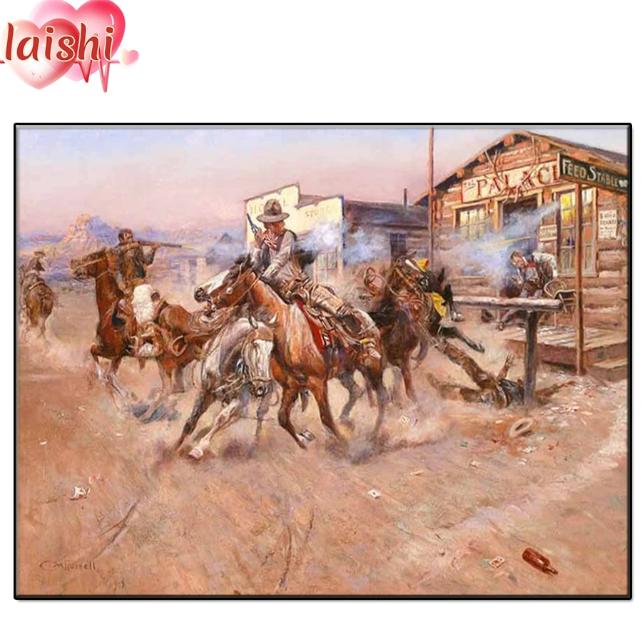 

Алмазная 5D картина «сделай сам» Чарльз Мэрион Рассел дым Стразы Вышивка крестиком набор для украшения интерьера